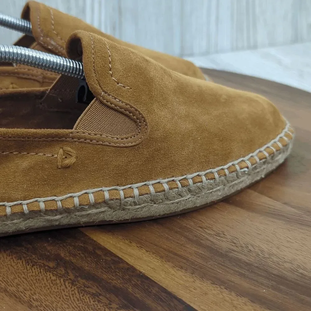 Aldo Womens Size 7 EU Size 39 Leather Caramel Brown Suede Espadrilles Flats Slip